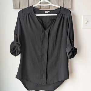 Twik Black Blouse with Rolled Sleeves